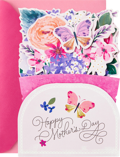 Hallmark Paper Wonder Mothers Day Pop Up Card (Purple Flower Bouquet ...