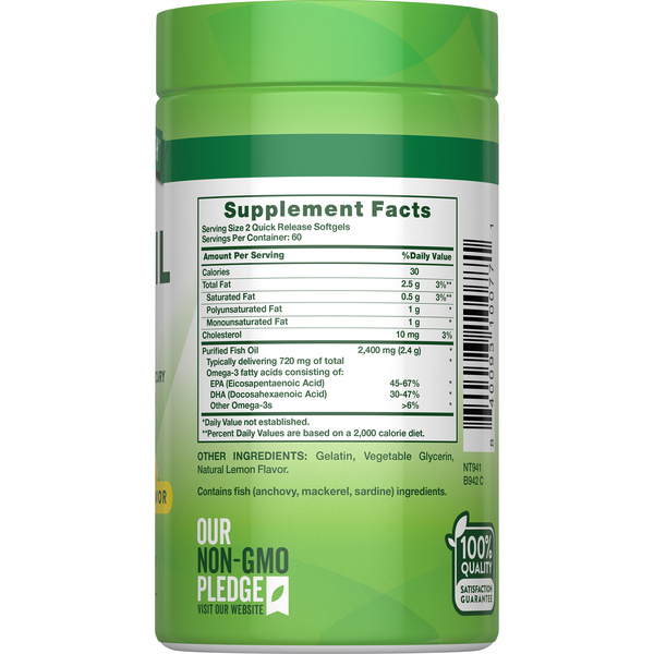 Truth Fish Nature's Truth Fish Oil 2,400mg (per 2) Lemon Flavor 100+20 SG | Hy-Vee ...