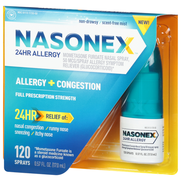 Nasonex 24HR Allergy Nasal Spray, Non-Drowsy, Scent-Free Mist, 60 Spray  Count 