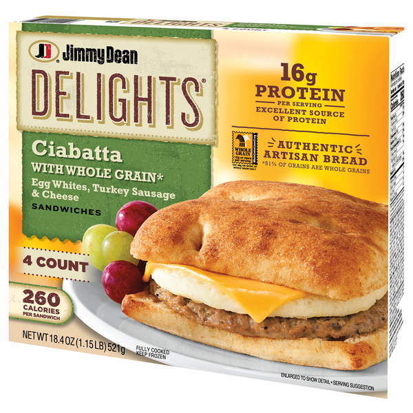 Jimmy Dean Delights Turkey Sausage, Egg White and Cheese Ciabatta