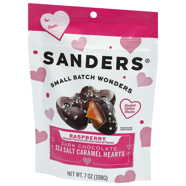 Sanders Raspberry Caramels Sanders Dark Chocolate Raspberry Sea Salt Caramel Hearts | Hy-Vee ...