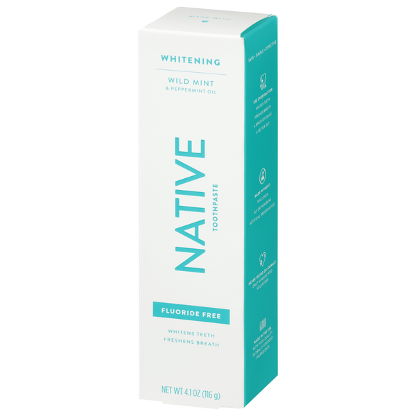 Native Toothpaste, Fluoride Free, Whitening, Wild Mint & Peppermint Oil ...