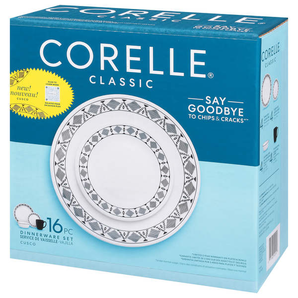 Corelle® Cusco Tableware Set - Black/White, 16 pc - Fry's Food Stores