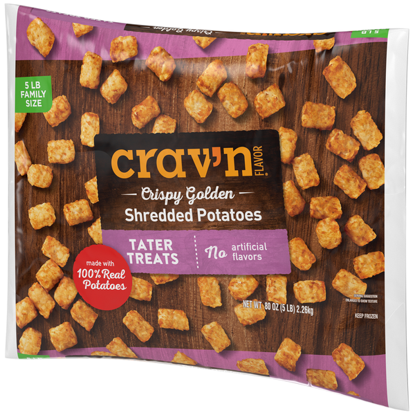 Crav'N Flavor Shredded Potatoes, Tater Treats, Crispy Golden