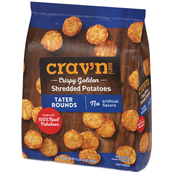 Crav'N Flavor Shredded Potatoes, Crispy Golden, Tater Rounds | Hy-Vee