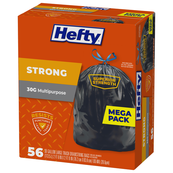 Hefty Extra Strong Multipurpose 30 gal. Large Drawstring Bags Mega Pack