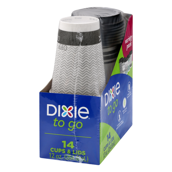 Dixie PerfecTouch Grab 'N Go 12 oz Paper Cups & Lids