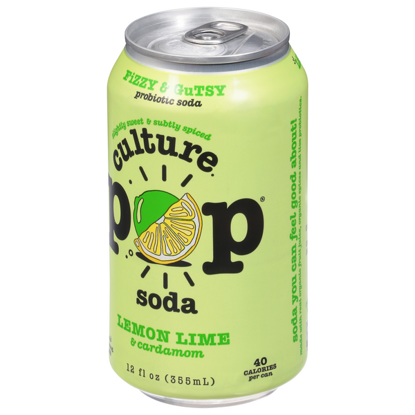 Culture Pop Lemon Lime & Cardamom Probiotic Soda 12 fl oz | Hy-Vee