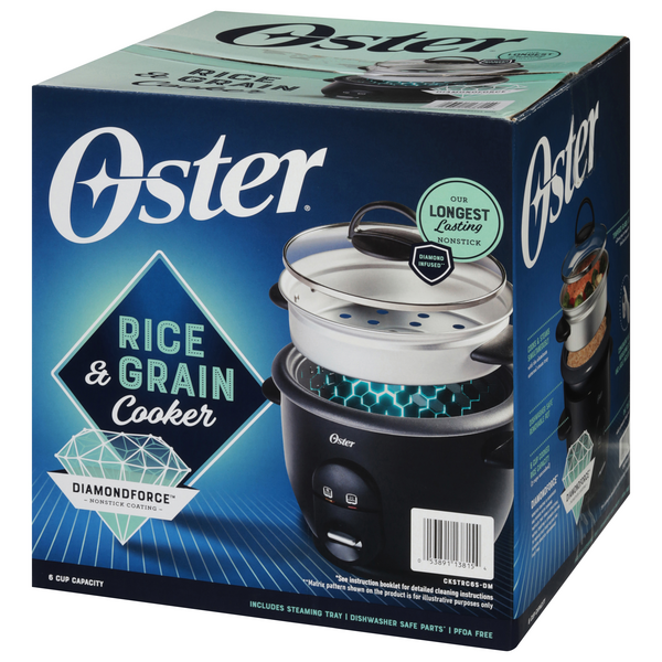 Oster Rice & Grain Cooker, Diamondforce Nonstick Coating, 6 Cup