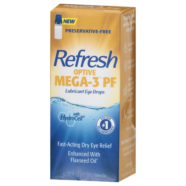 Refresh Optive Mega -3 PF Lubricant Eye Drops Preservative-Free Artificial Tears - 0.33 fl oz (10mL)