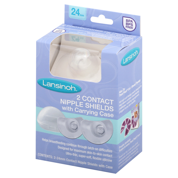 Lansinoh Contact Nipple Shields, 2 Nipple Shields (24mm) and Case
