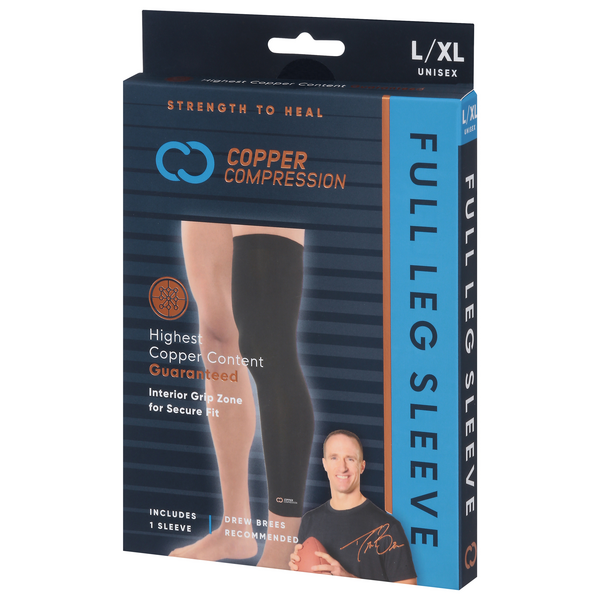 Copper Compression Full Leg Sleeve, Unisex, L/XL