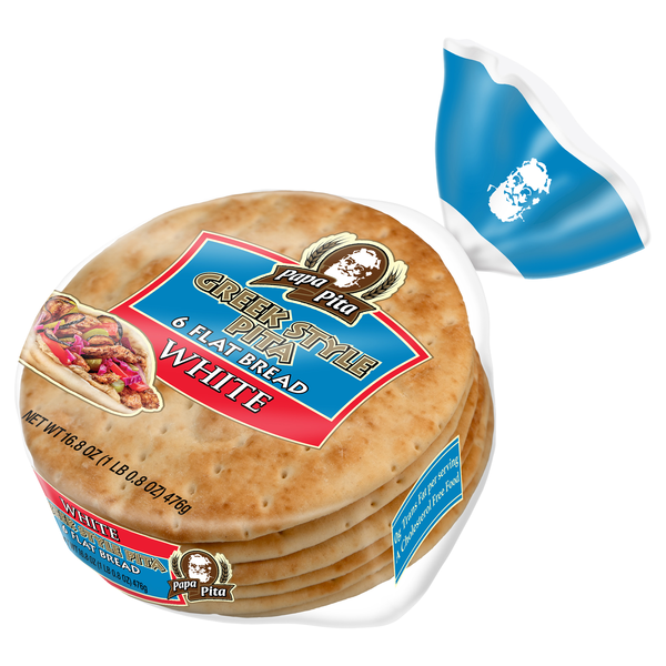 Papa Pita White Greek Pita Flat Bread 16.8 oz Bag | Hy-Vee Aisles