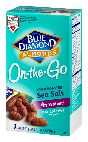 Blue Diamond, Dry Roast Sea Salt, 100 Calorie Pack, Pack of 7, Almonds