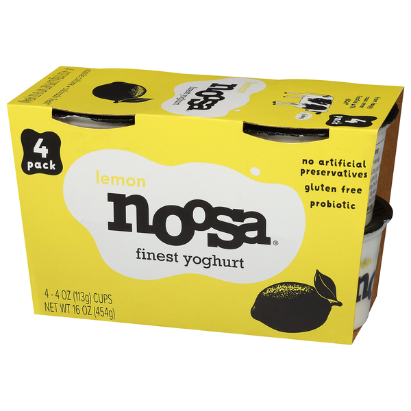 Noosa Lemon Finest Yoghurt, 4-4 oz Cups | Hy-Vee Aisles Online