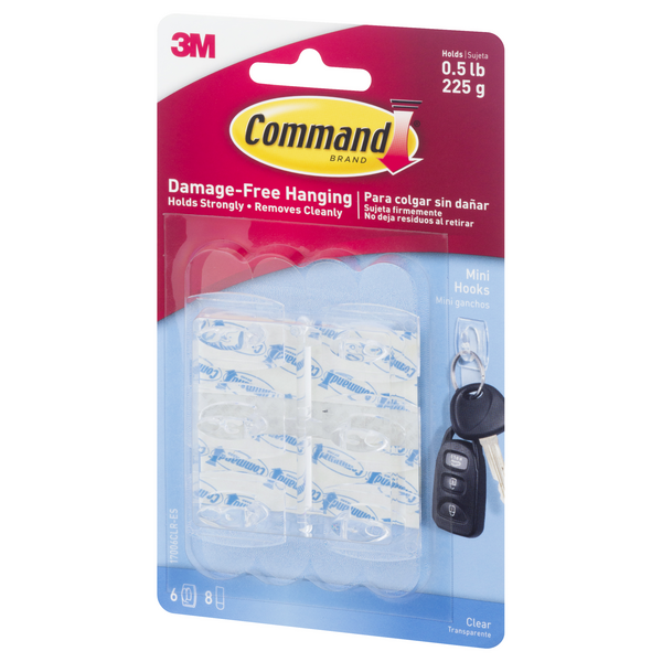 Command™ Mini Hooks Clear 6pk- 17006CLR