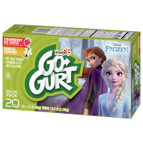 Yoplait Go-Gurt, Frozen, Strawberry Ice Castle, Vanilla Flurries