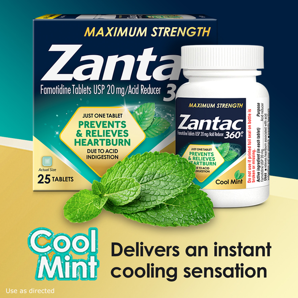 Zantac 360 Maximum Strength, Cool Mint, 20Mg Tablets | Hy-Vee