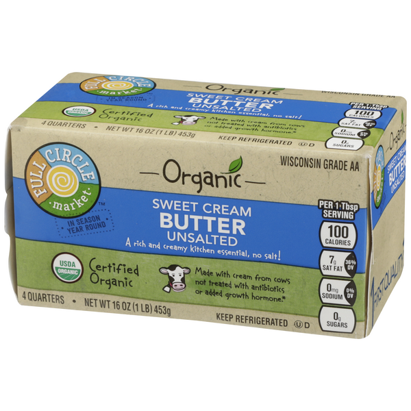 Full Circle Organic Sweet Cream Unsalted Butter Quarters