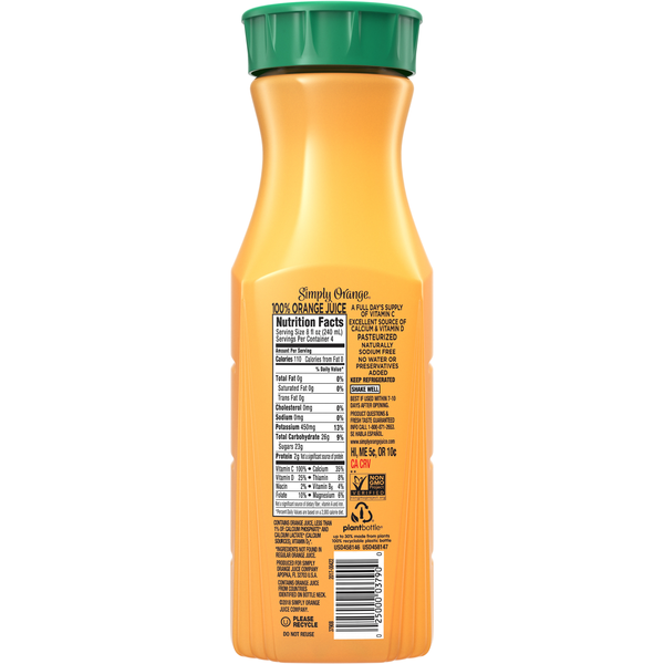 Juice Bottle Large Orange Juice Calories 100% Cold-Pressed Orange
