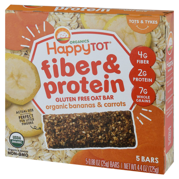 Happy Tot Fiber Protein Soft-baked Oat Bars, Organic Toddler