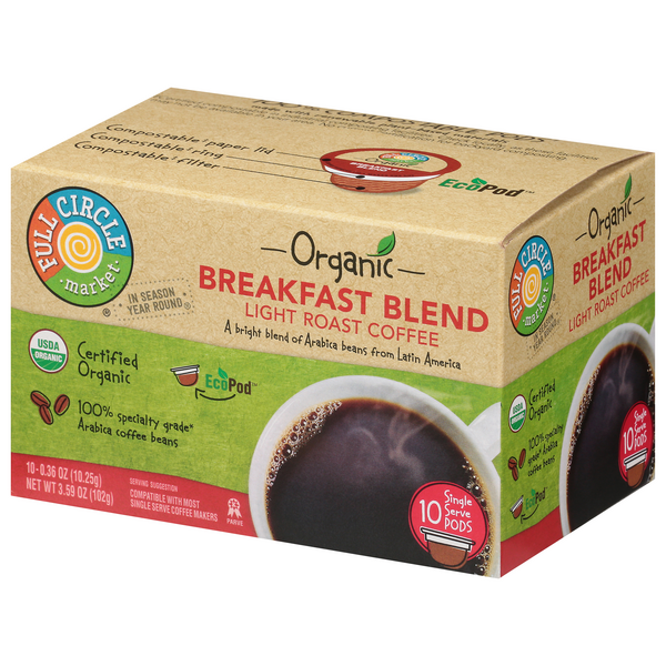 Full Circle Market Organic Light Roast Breakfast Blend Coffee Single ...