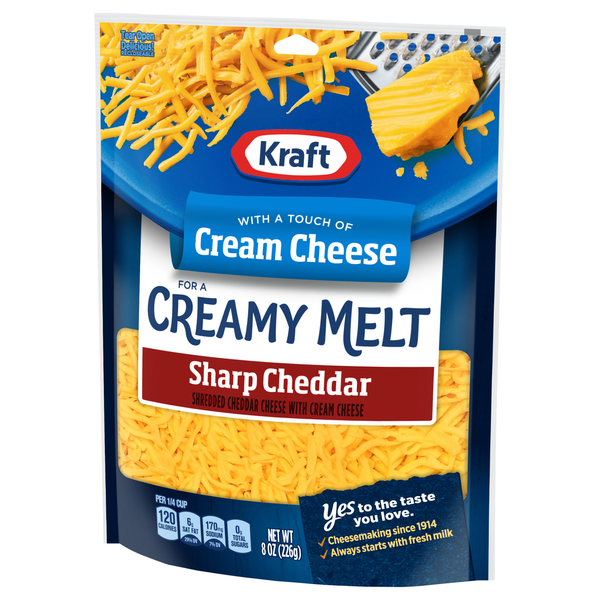 Kraft Creamy Melt Sharp Cheddar Shredded Cheese With a Touch of