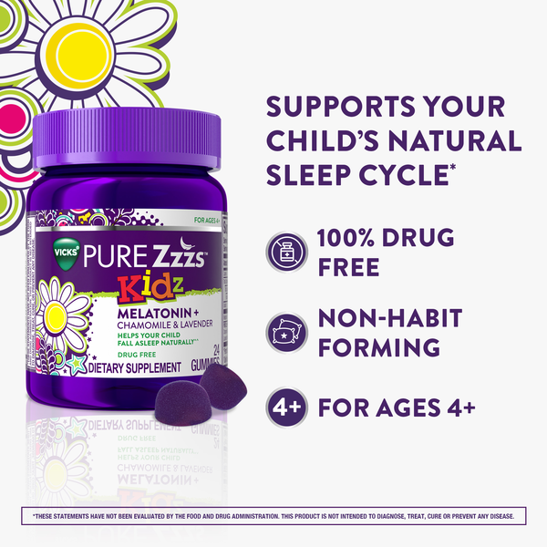 Vicks PURE Zzzs Kidz Melatonin + Lavender & Chamomile Sleep Aid