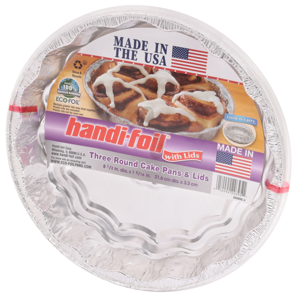 Handi-foil® Cook-n-Carry® Square Cake Pans and Lids - Silver/Blue, 3 pk / 8  x 8 in - Smith's Food and Drug