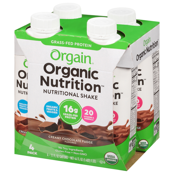 Orgain Clean Protein Creamy Chocolate Fudge Flavored Protein Shake, 4  count, 44 fl oz