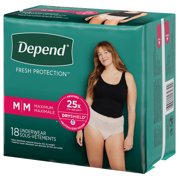 Depend Fit-Flex Incontinence & Postpartum Underwear for Women Size Large 