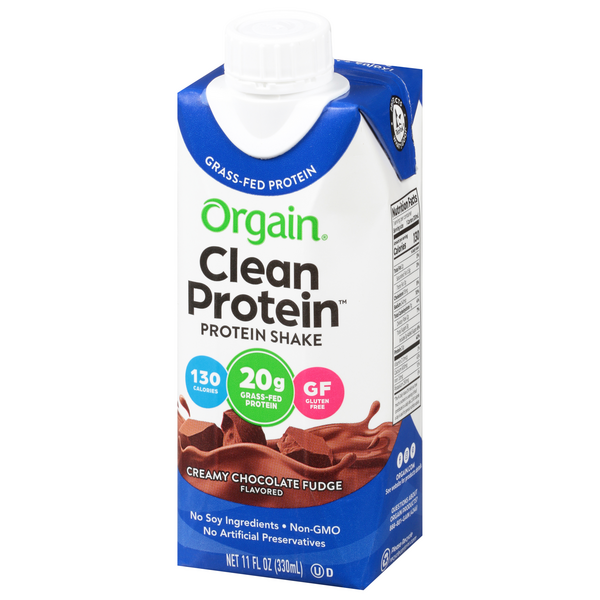 Orgain Grass Fed Clean Protein Shake - Creamy Chocolate Fudge - 11 Oz. -  Pack of 4