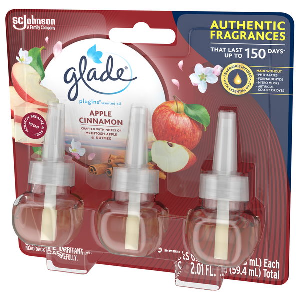 Glade 13074 Plugins Air Freshener Oil Refill, Apple Cinnamon (Pack