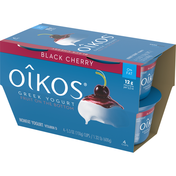 Oikos Fruit on the Bottom Black Cherry Nonfat Greek Yogurt 4-5.3 Oz ...