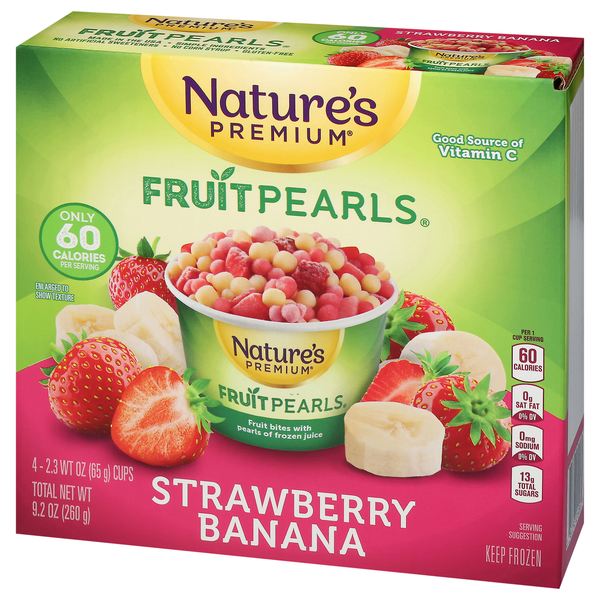 Nature's Premium Fruit Pearls, Strawberry Banana, 4-2.3 oz Cups